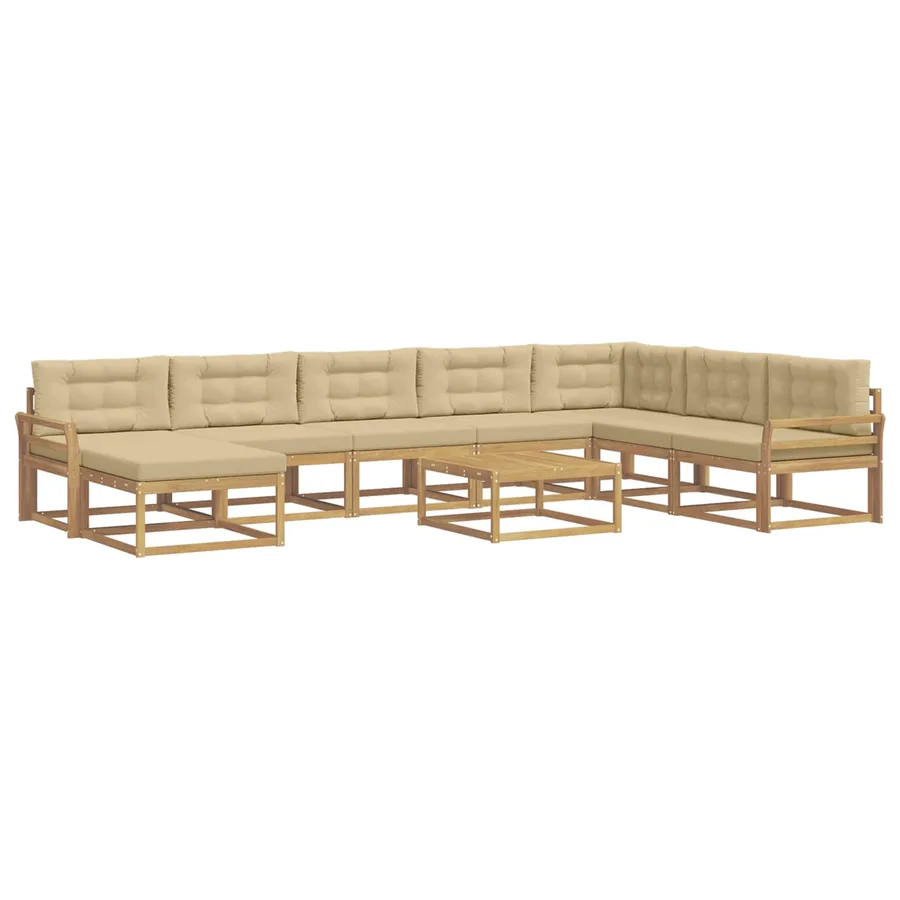 Ensemble de canapés d'extérieur 9 pcs Blanc et Beige - 2