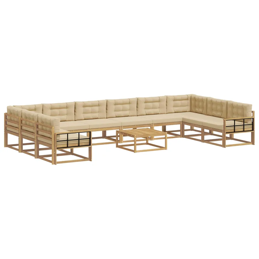 Ensemble de canapés d'extérieur 11 pcs Blanc et Beige - 2
