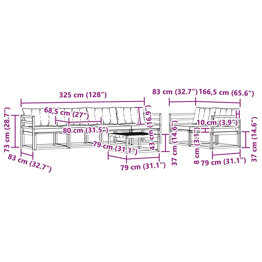 Ensemble de canapés d'extérieur 7 pcs Blanc et Beige - 8