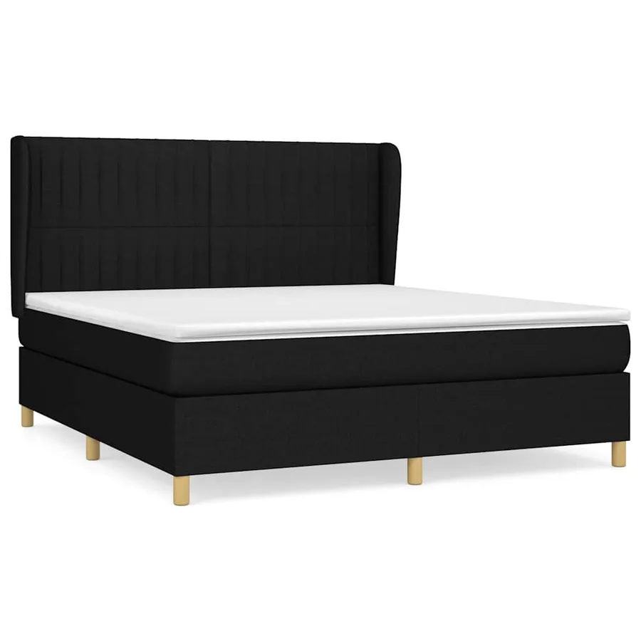 Sommier à lattes de lit avec matelas Noir 180x200 cm Tissu - 2
