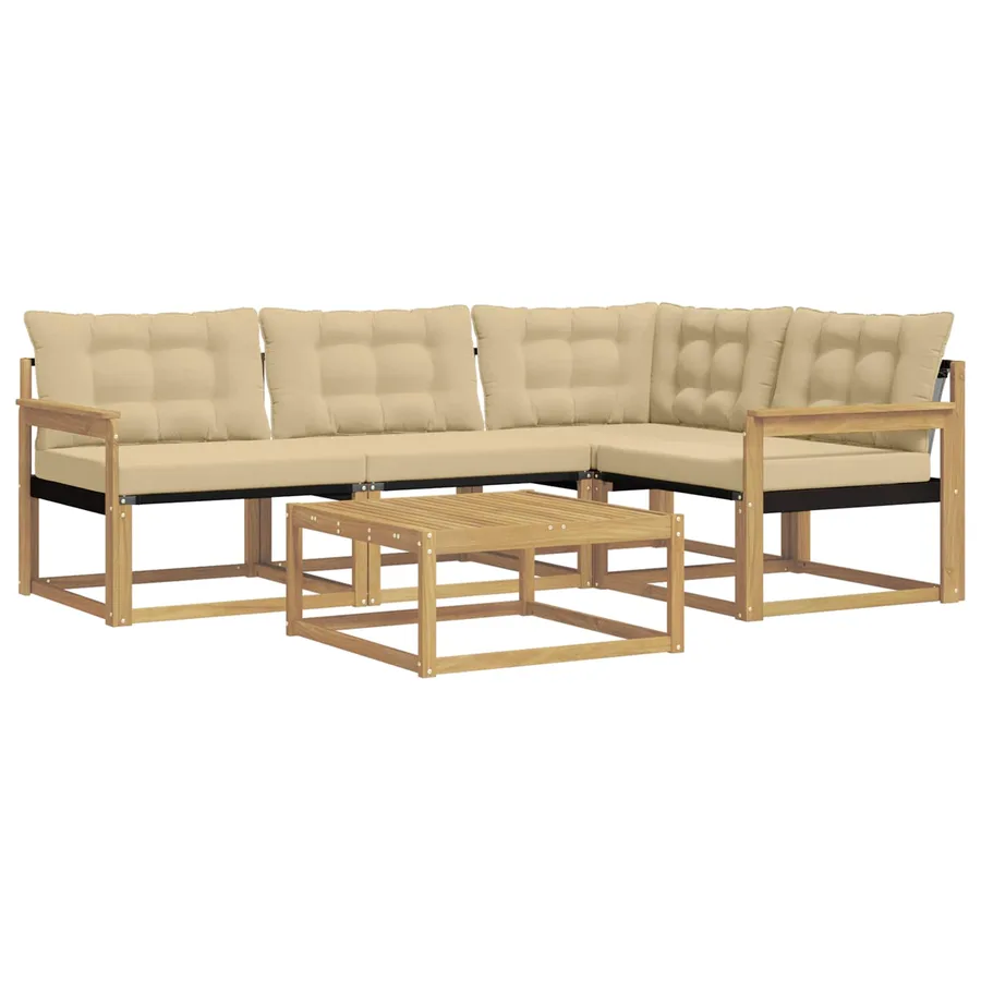 Ensemble de canapés d'extérieur 5 pcs Blanc et Beige - 2