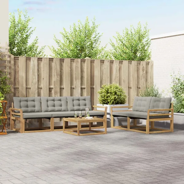Ensemble de canapés d'extérieur 6 pcs Blanc et gris clair