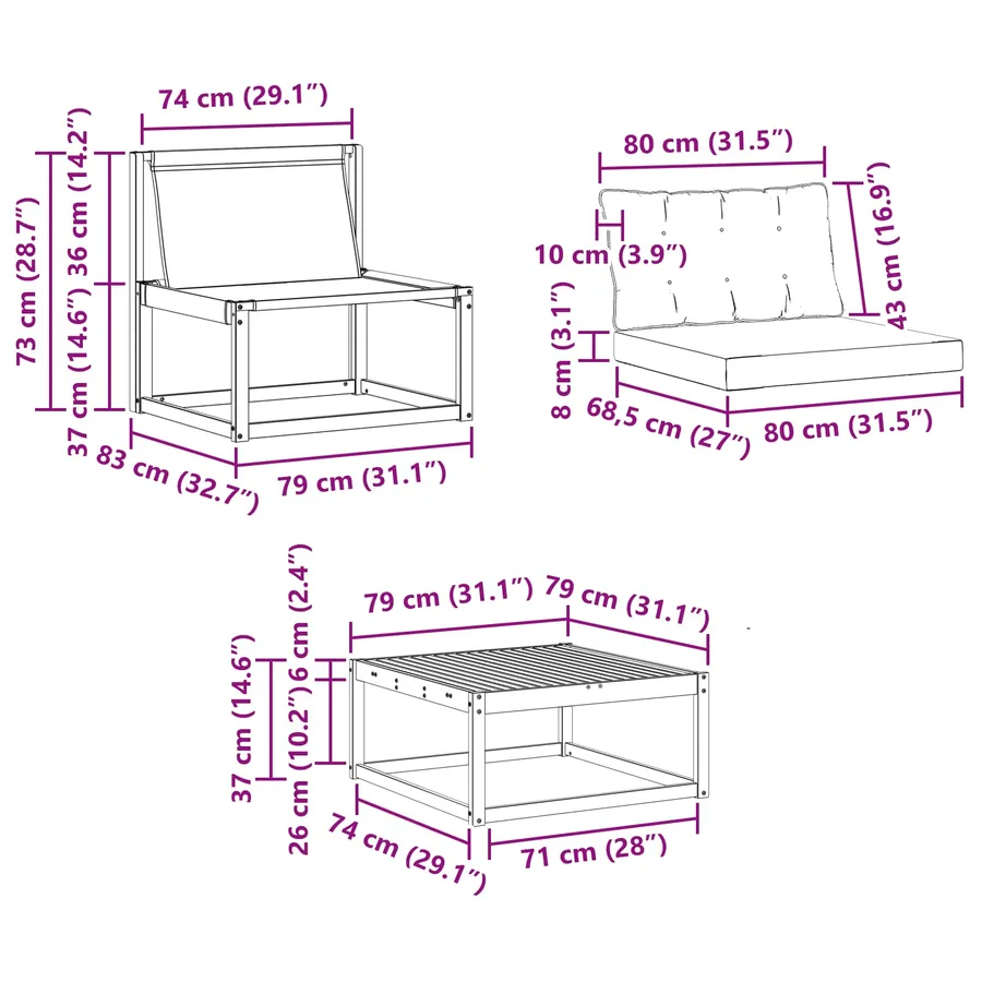 Ensemble de canapés d'extérieur 9 pcs Blanc et crème - 9