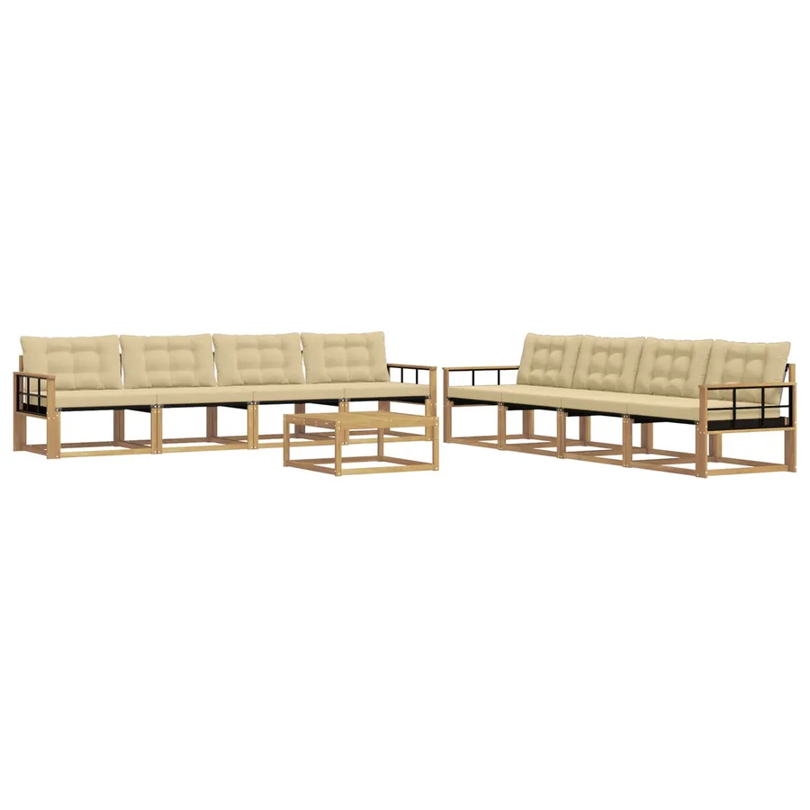 Ensemble de canapés d'extérieur 9 pcs Blanc et Beige - 2