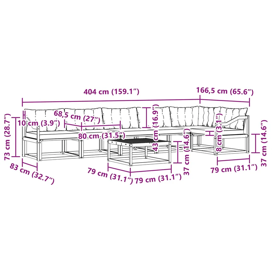 Ensemble de canapés d'extérieur 7 pcs Blanc et Beige - 10