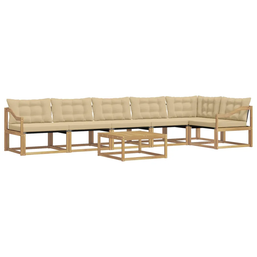 Ensemble de canapés d'extérieur 7 pcs Blanc et Beige - 2