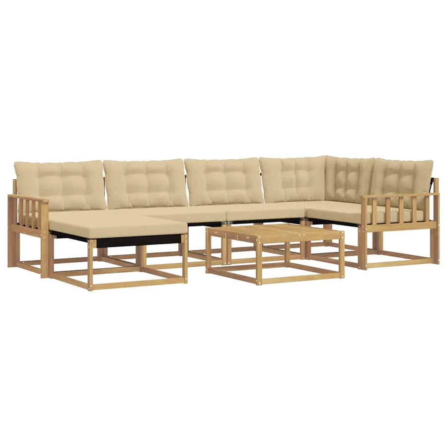 Ensemble de canapés d'extérieur 7 pcs Blanc et Beige - 2