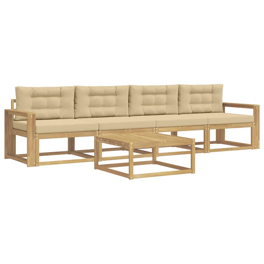Ensemble de canapés d'extérieur 4 pcs Blanc et Beige - 2