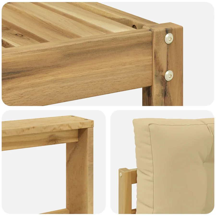 Ensemble de canapés d'extérieur 4 pcs Blanc et Beige - 5