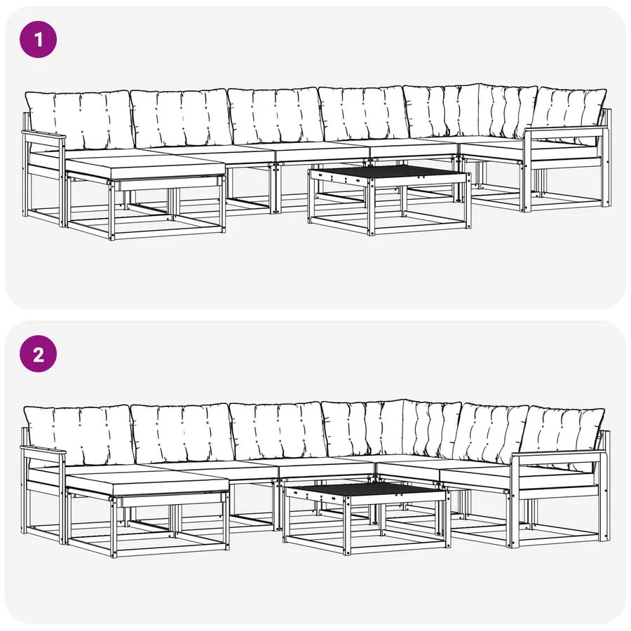Ensemble de canapés d'extérieur 8 pcs Blanc et noir - 11
