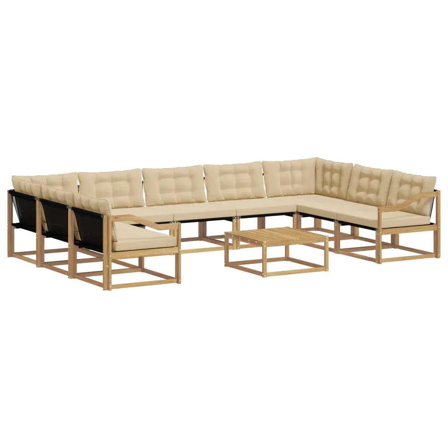 Ensemble de canapés d'extérieur 10 pcs Blanc et Beige - 2