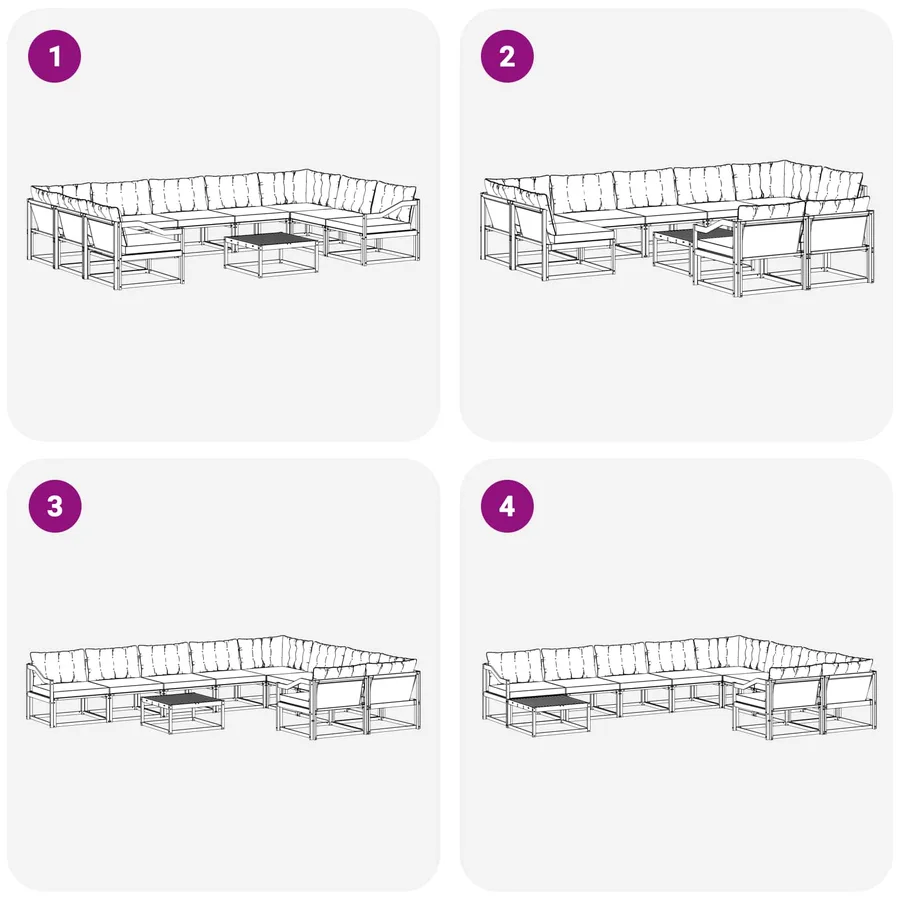 Ensemble de canapés d'extérieur 10 pcs Blanc et Beige - 9