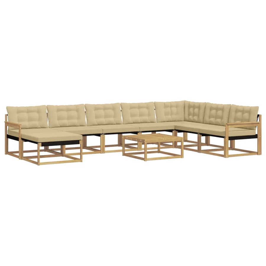 Ensemble de canapés d'extérieur 9 pcs Blanc et Beige - 2