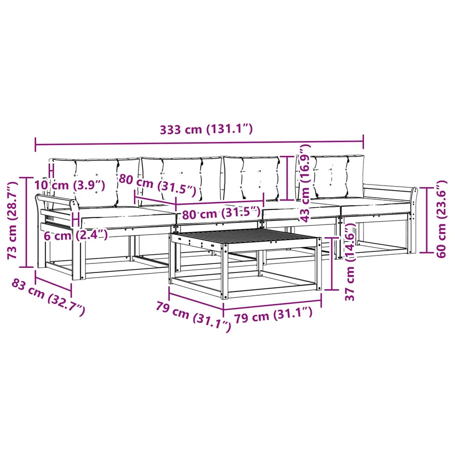 Ensemble de canapés d'extérieur 4 pcs Blanc et anthracite - 6
