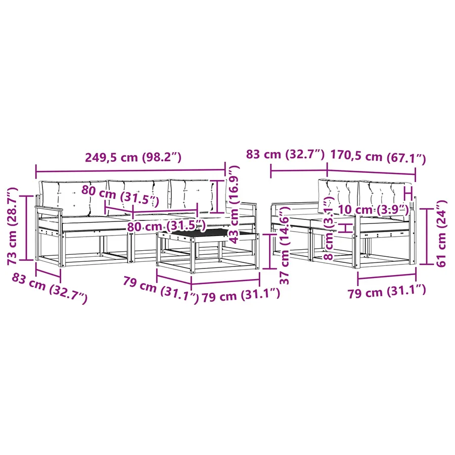 Ensemble de canapés d'extérieur 6 pcs Blanc et anthracite - 7