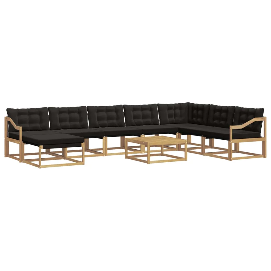 Ensemble de canapés d'extérieur 9 pcs Blanc et noir - 2
