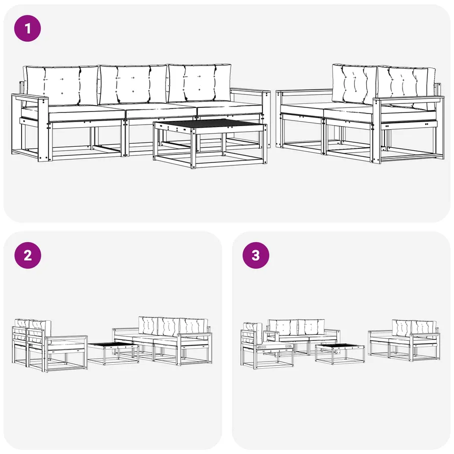 Ensemble de canapés d'extérieur 6 pcs Blanc et anthracite - 6