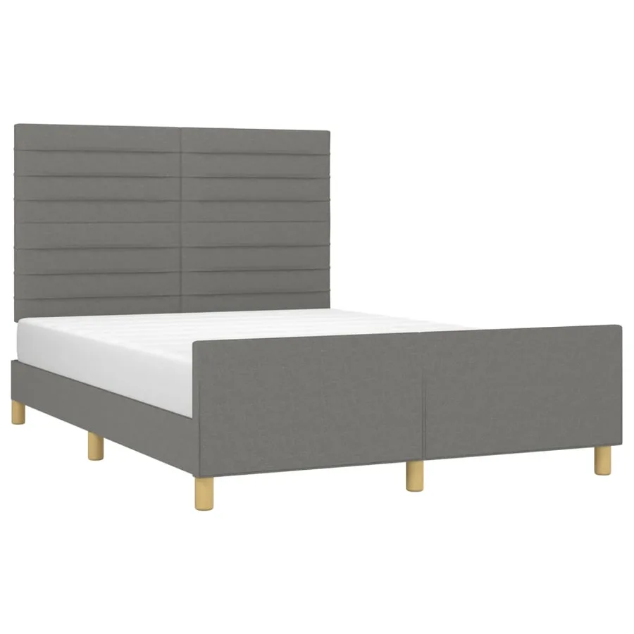 Cadre de lit sans matelas gris foncé 140x190 cm tissu - 3