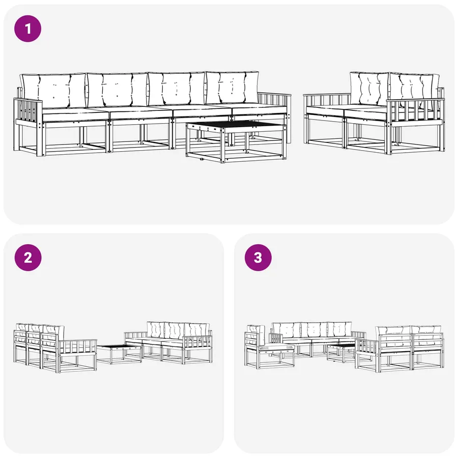 Ensemble de canapés d'extérieur 6 pcs Blanc et anthracite - 6