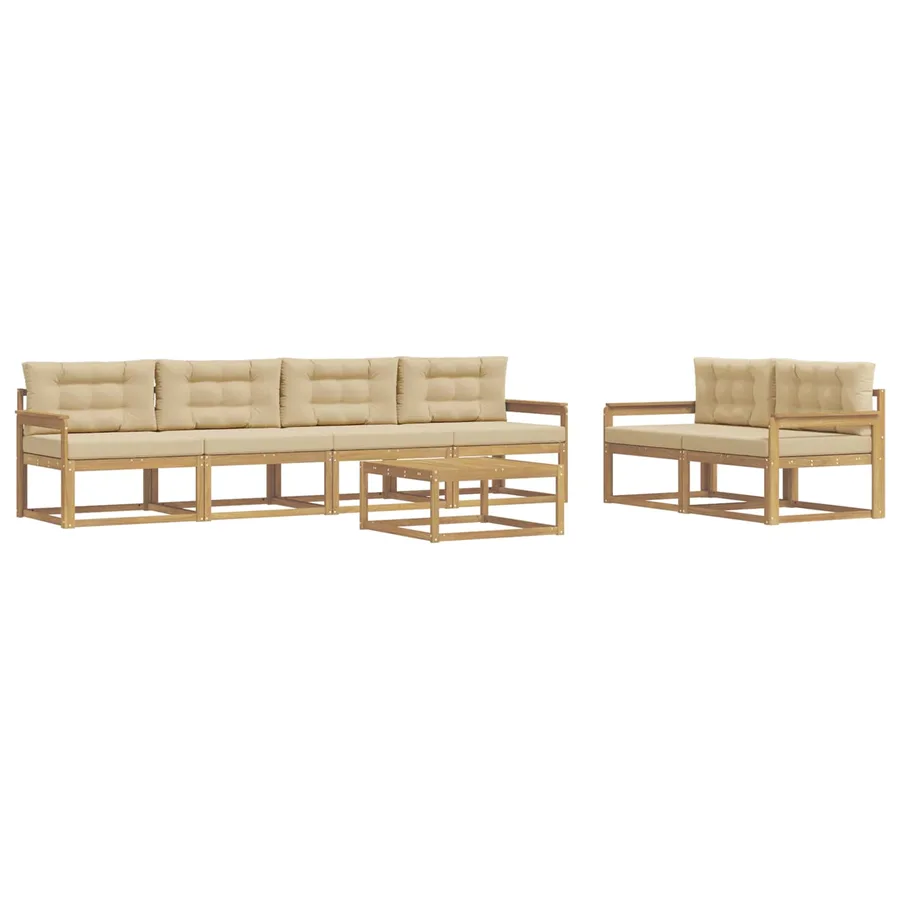 Ensemble de canapés d'extérieur 6 pcs Blanc et Beige - 2