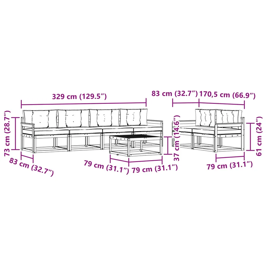 Ensemble de canapés d'extérieur 6 pcs Blanc et Beige - 7