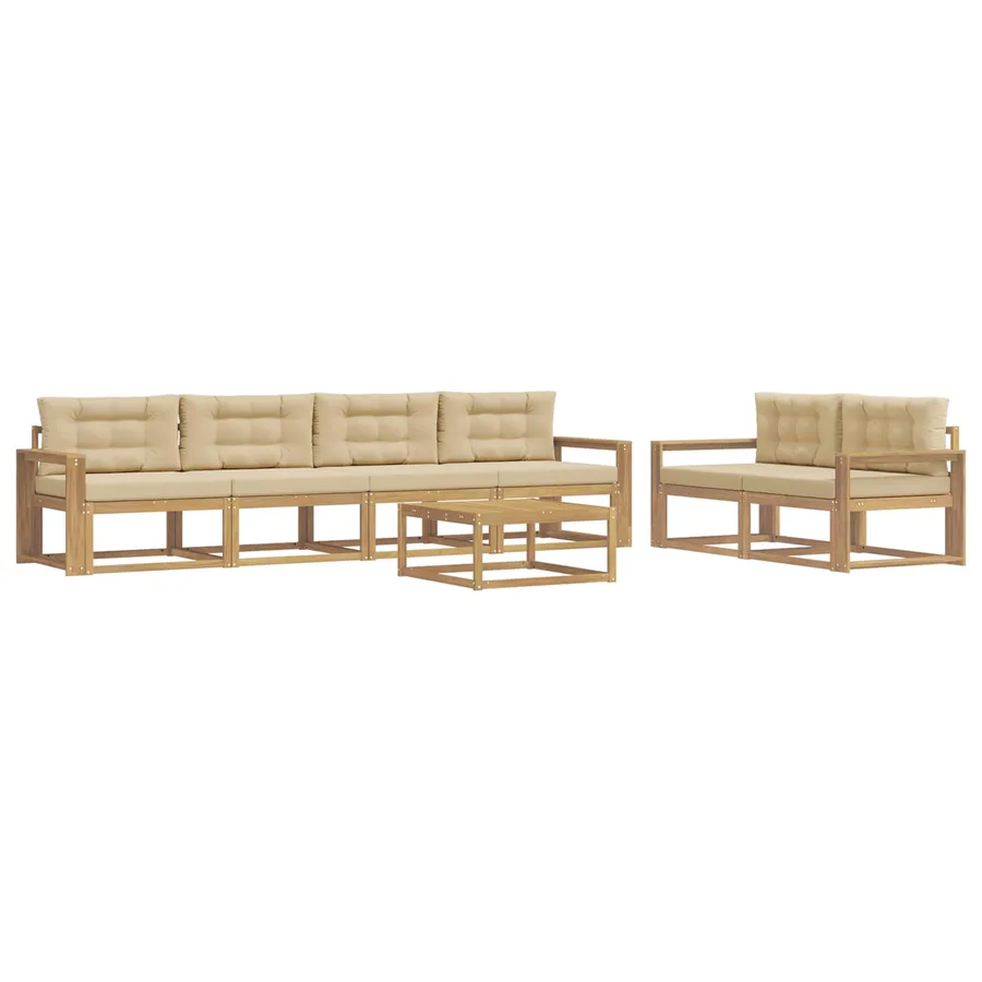 Ensemble de canapés d'extérieur 6 pcs Blanc et Beige - 2