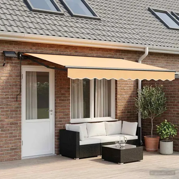 Cadre de store manuel avec LEDs Sable 4 × 3 m