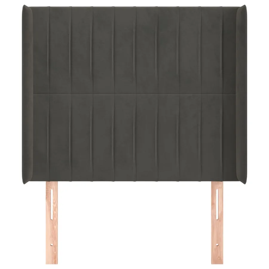 Tête de lit avec oreilles Gris foncé 93x16x118/128 cm Velours - 3