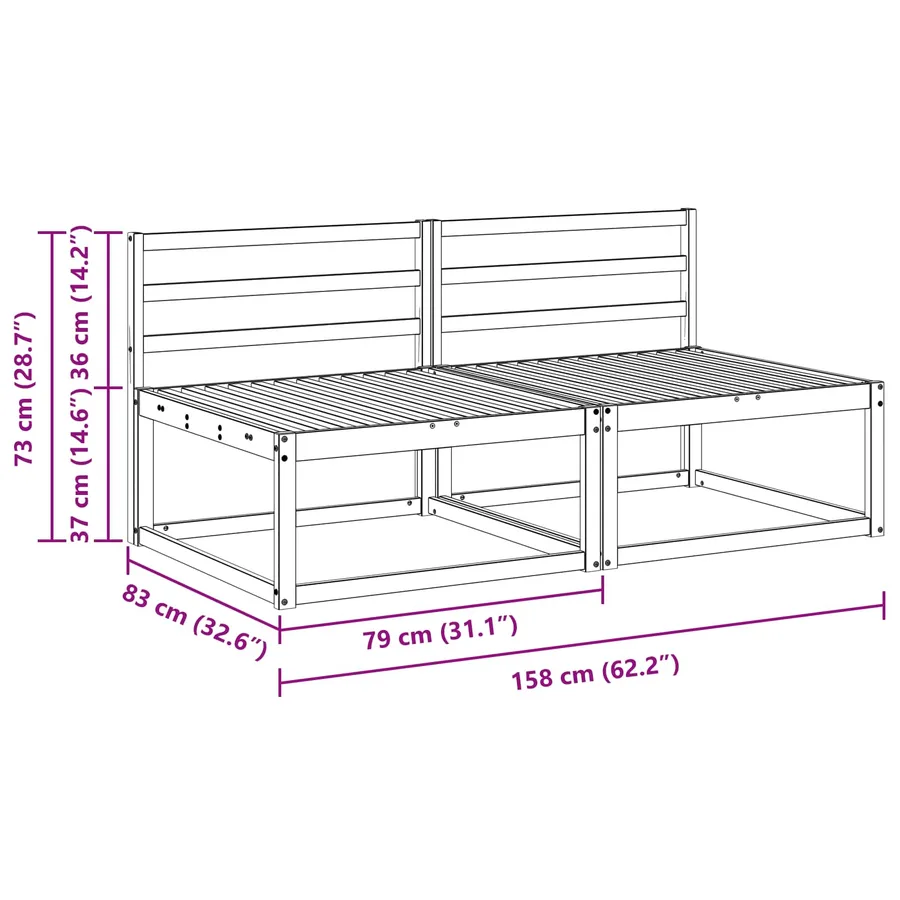 Sofa de milieu extérieur Blanc 158 x 83 x 73 cm - 7