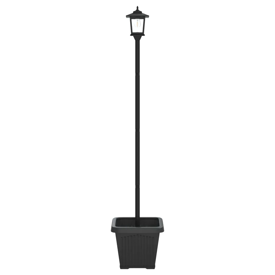 Lampadaire solaire avec pot de fleurs Noir 32 x 32 x 158 cm - 6
