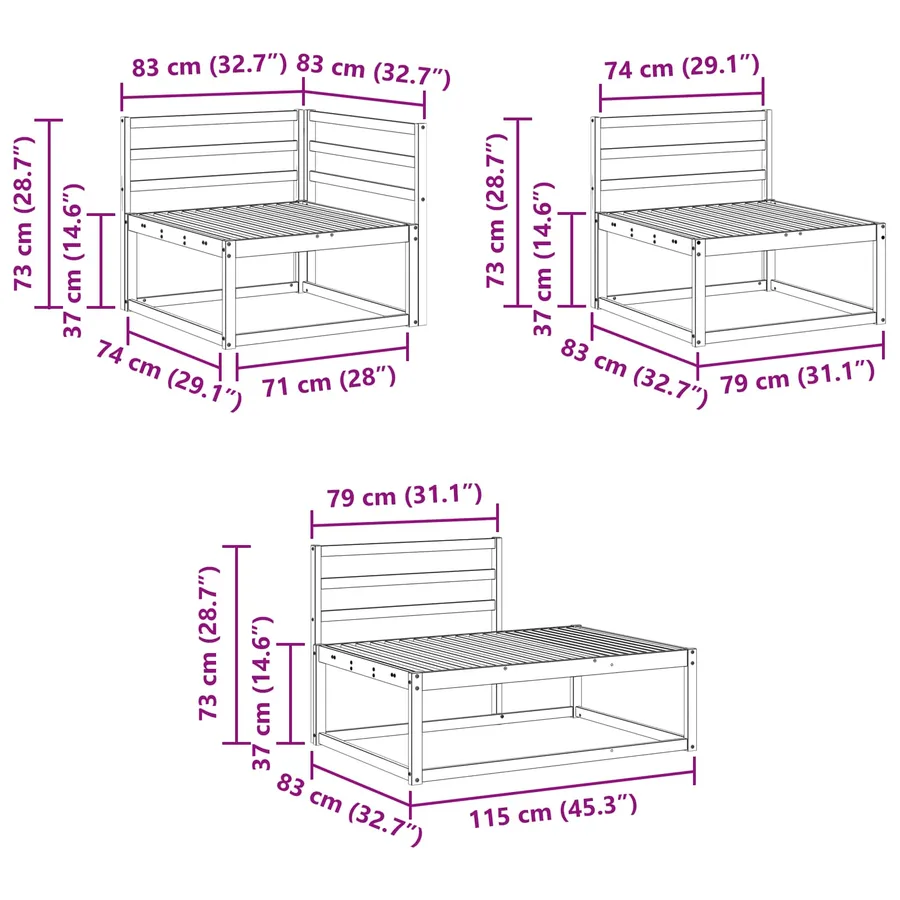 6 pcs Ensemble de canapés d'extérieur Bois d'Acacia Massif - 8