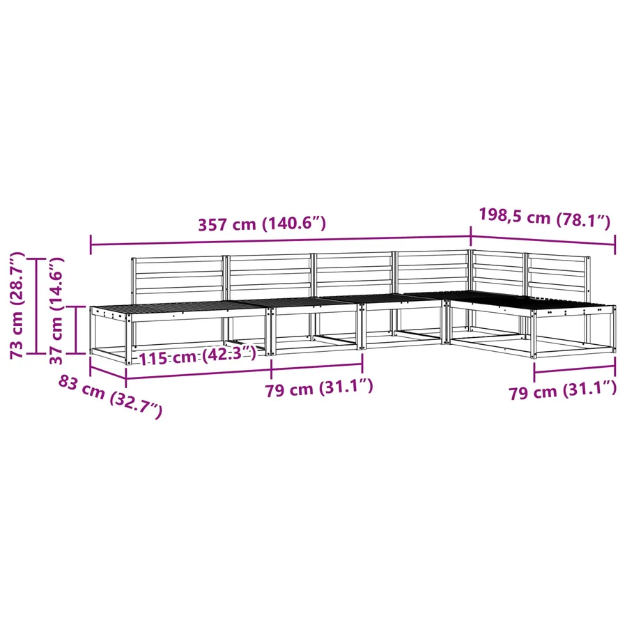 6 pcs Ensemble de canapés d'extérieur Bois d'Acacia Massif - 9