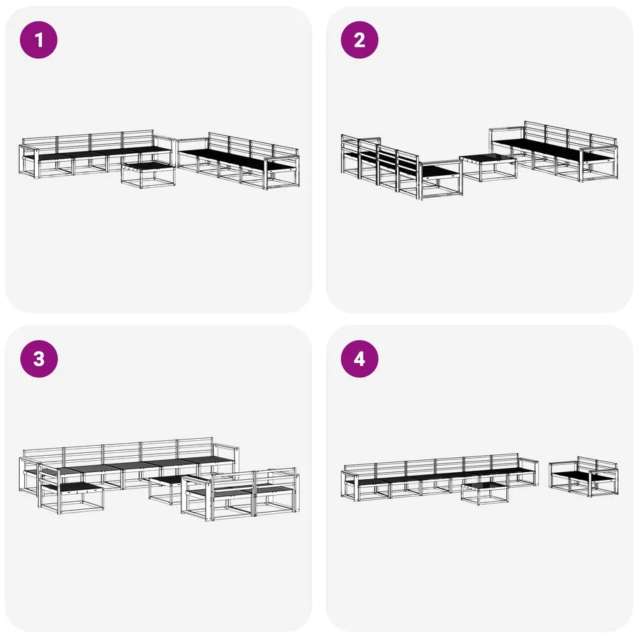 Ensemble de canapés d'extérieur 9 pcs Blanc 79 x 79 x 37 cm - 7