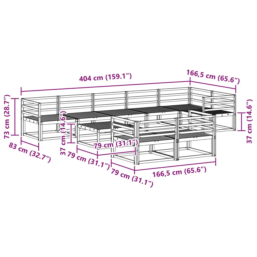 Ensemble de canapés d'extérieur 9 pcs Blanc 79 x 79 x 37 cm - 9