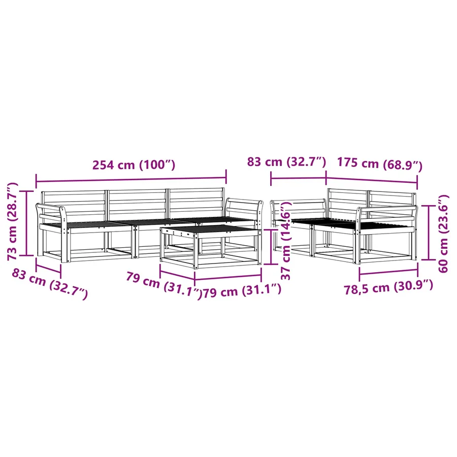 Ensemble de canapés d'extérieur 6 pcs Blanc - 8