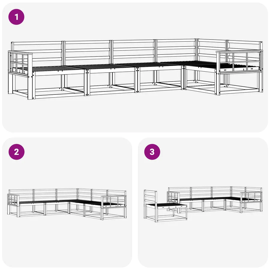 Ensemble de canapés d'extérieur 5 pcs Blanc 327 x 168,5 x 73 cm - 6