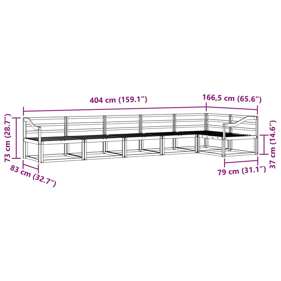 Ensemble de canapés d'extérieur 6 pcs Blanc 404 x 166,5 x 73 cm - 7