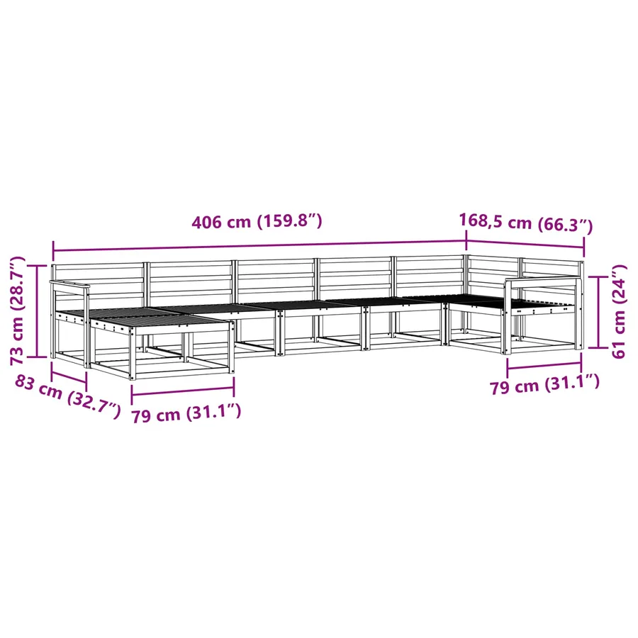 Ensemble de canapés d'extérieur 7 pcs Blanc - 9