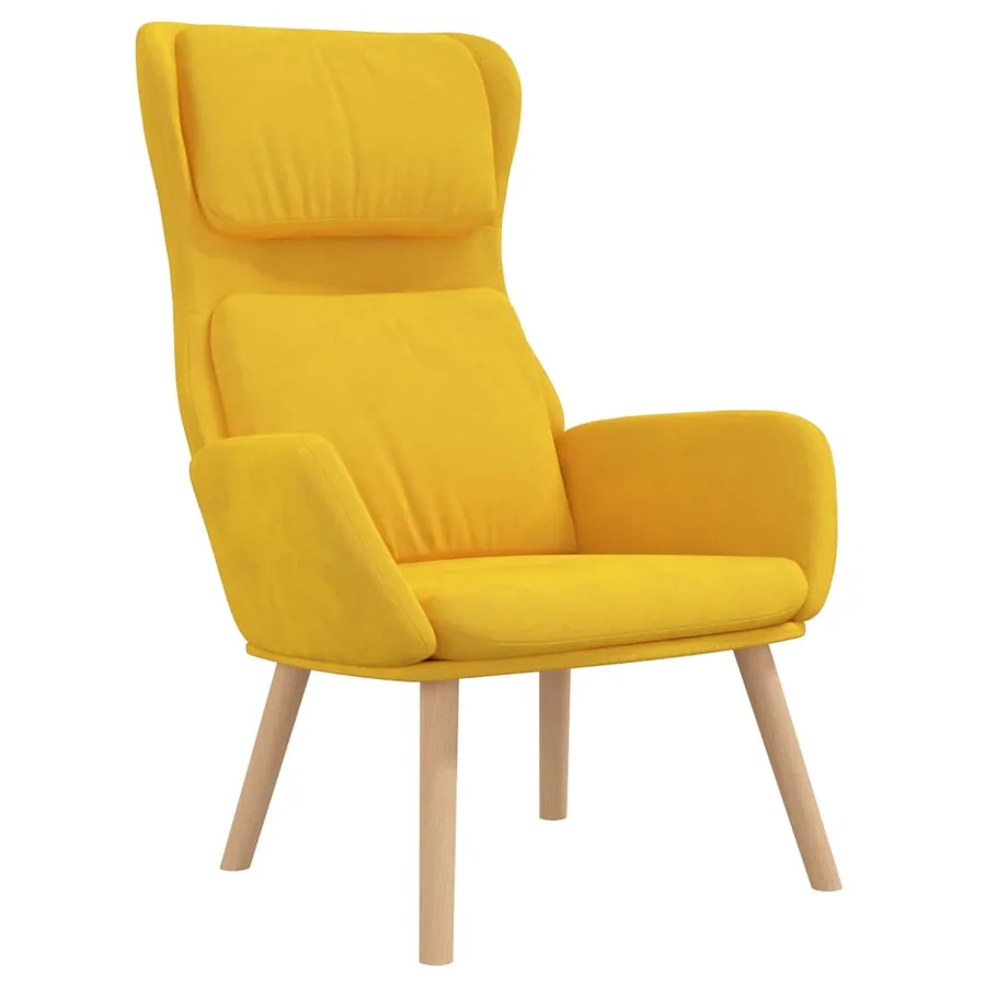 Chaise de détente et repose-pied Jaune moutarde Velours - 4