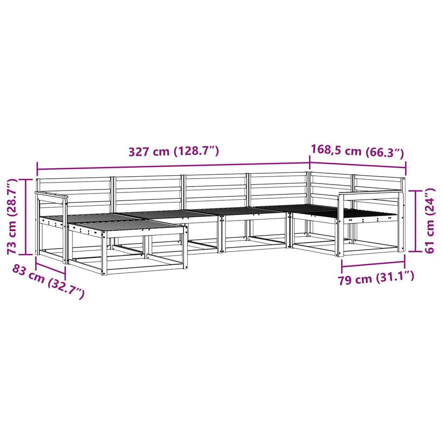 Ensemble de canapés d'extérieur 6 pcs Blanc 327 x 168,5 x 73 cm - 8