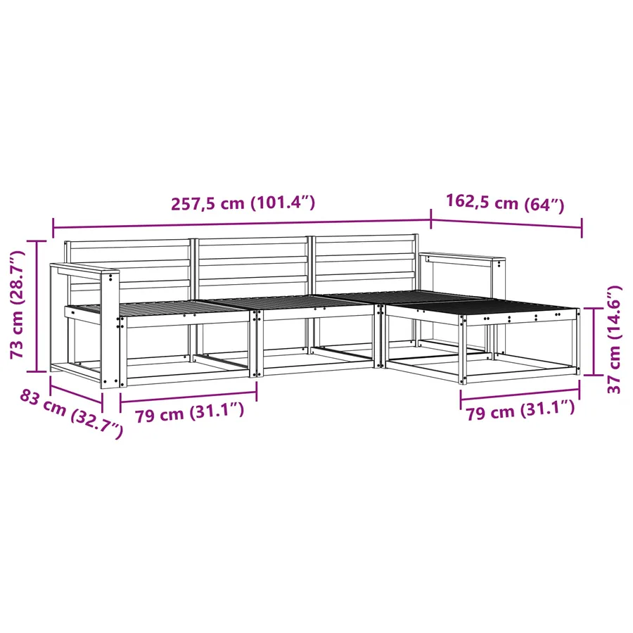 Ensemble de canapés d'extérieur 4 pcs Blanc - 7