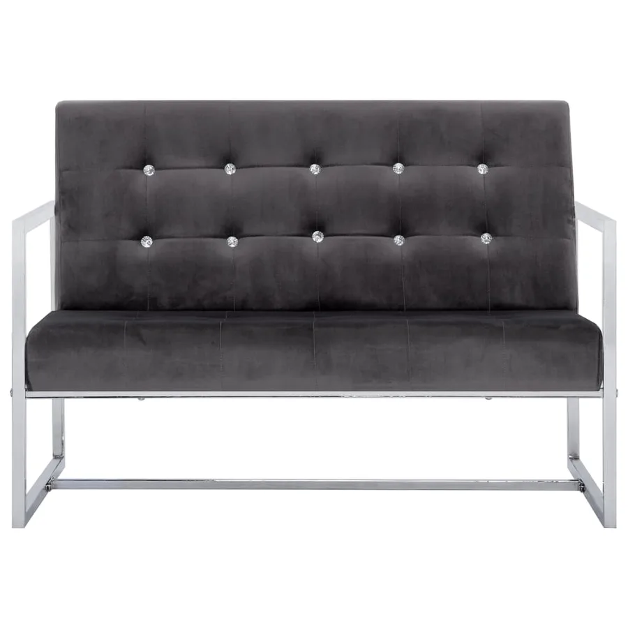 Canapé à 2 places avec accoudoirs gris foncé chrome et velours - 3