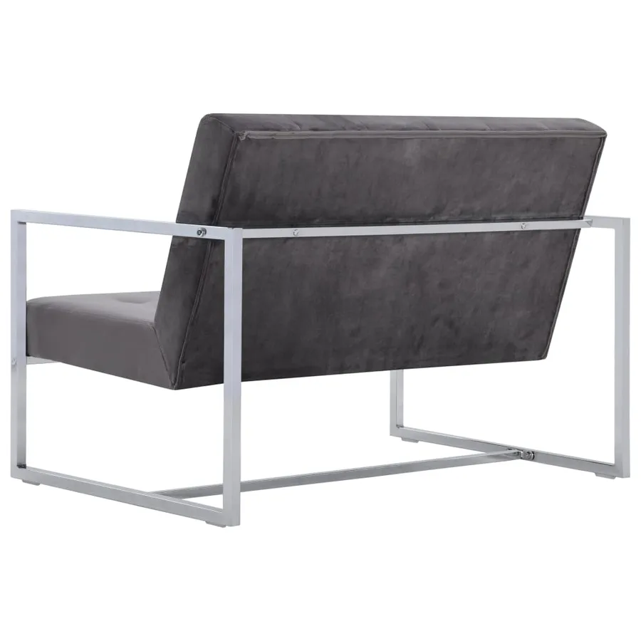 Canapé à 2 places avec accoudoirs gris foncé chrome et velours - 5
