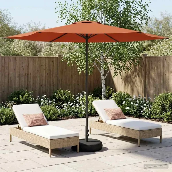 Parasol de jardin avec base 300 x 300 cm Polyester