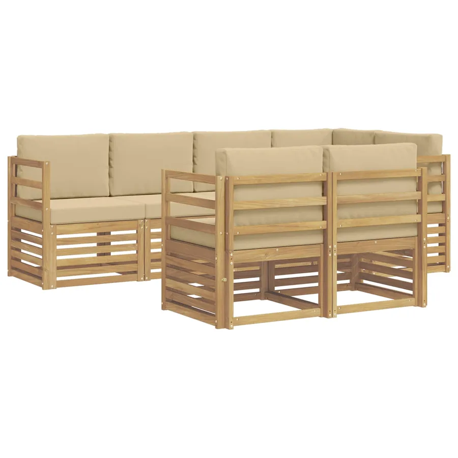 Ensemble de canapés d'extérieur 7 pcs Blanc et Beige - 2