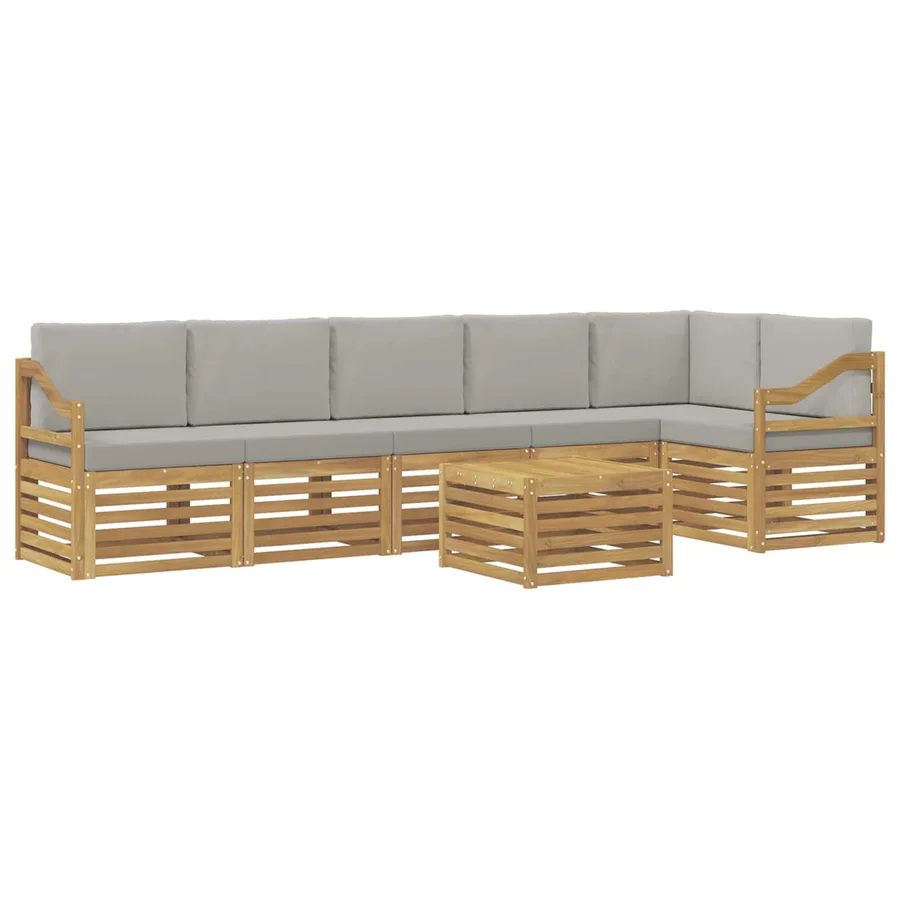 Ensemble de canapés d'extérieur 7 pcs Blanc et gris clair - 2