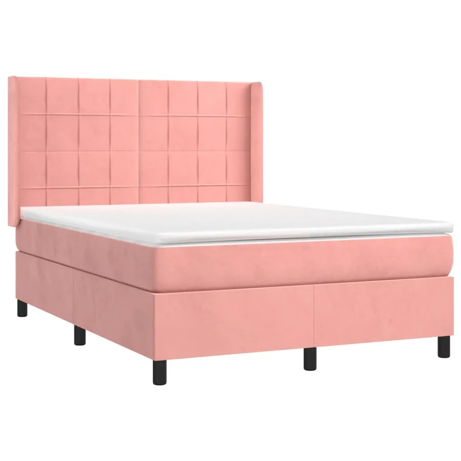 Sommier à lattes de lit avec matelas Rose 140x200 cm Velours - 3