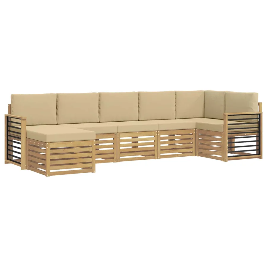 Ensemble de canapés d'extérieur 7 pcs Blanc et Beige - 2