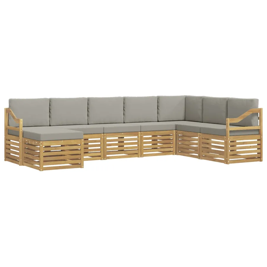 Ensemble de canapés d'extérieur 8 pcs Blanc et gris clair - 2