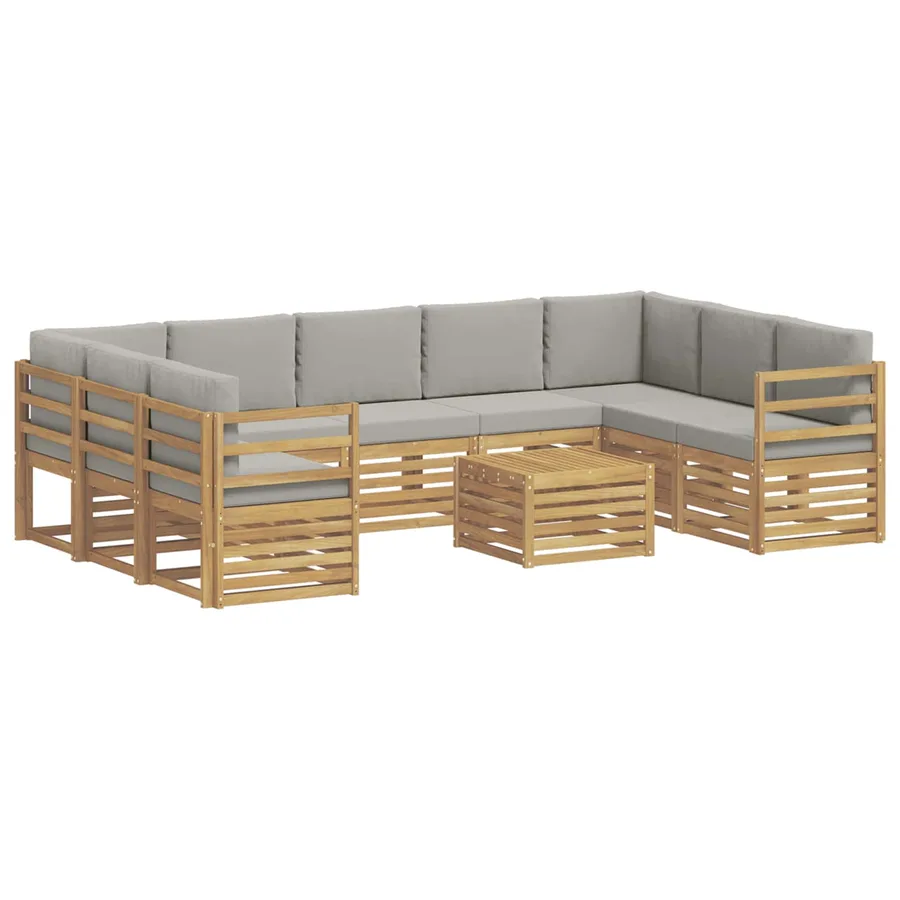 Ensembles de canapés 10 pcs Blanc et gris clair 59 x 59 x 37 cm - 2